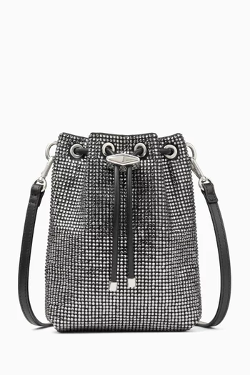 حقيبة باكيت ميني بتصميم مزموم مرصع بالكريستال ستان