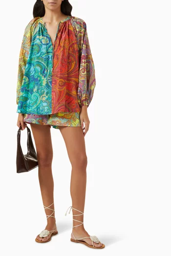 Ceto Spliced Top in Silk-cotton