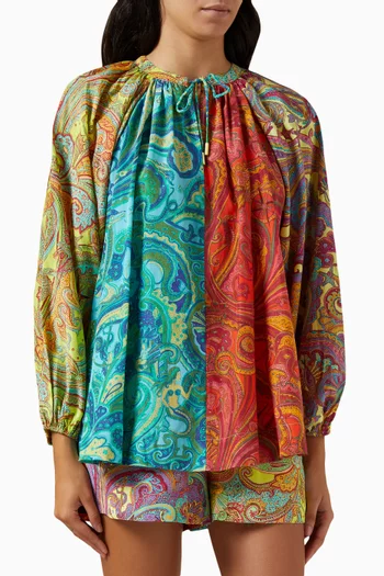Ceto Spliced Top in Silk-cotton
