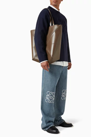 XL Puzzle Fold Tote Bag in Shiny Calfskin