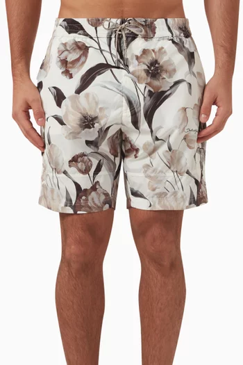 Floral Print Swim Shorts in Nylon