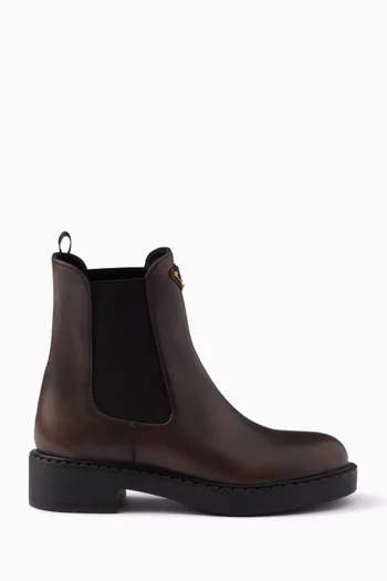 Slip-on Ankle Boots in Vitello Fume Leather