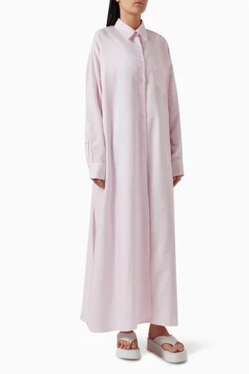 فستان أفري بنمط قميص من مزيج قطن انسيابي