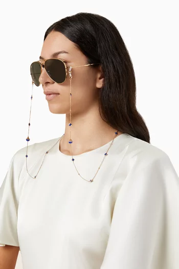 Cleo Mini Reve Lapis Lazuli & Diamond Convertible Chain Necklace in 18kt Rose Gold