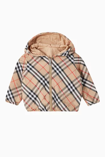 Check-print Reversible Jacket in Cotton Blend