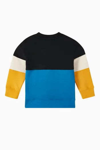 سويت شيرت قطن بشعار الماركة مقسم بألوان