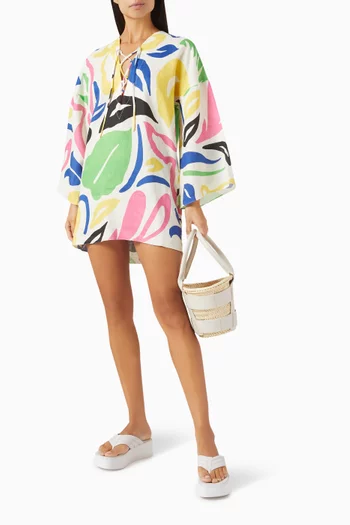 Turin Printed Mini Dress in Linen
