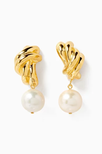 Pearl Drop Earrings in 18kt Gold Vermeil