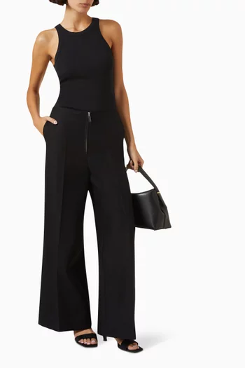 Zip-front Wide-leg Pants in Organic Cotton