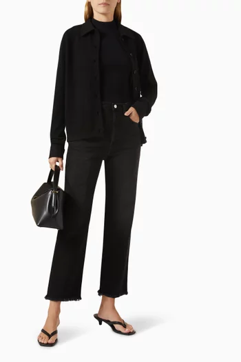 بلوزة منسوجة بقصة غير متماثلة مزيج فيسكوز