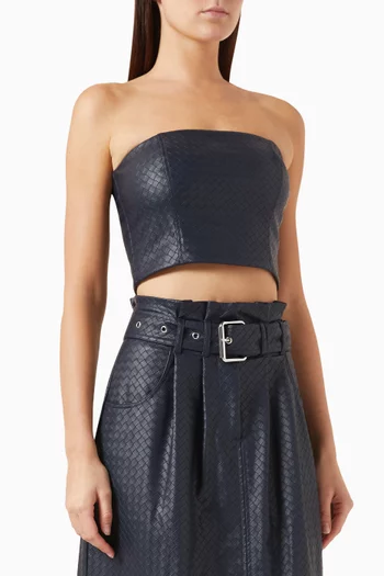 Braided Crop Top in Faux Leather