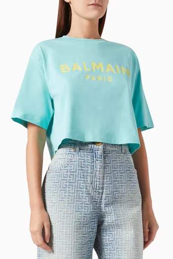 Cropped Logo-print T-shirt in Cotton