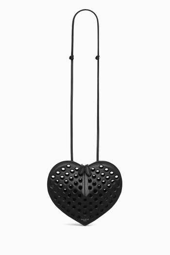Le Coeur Perforated Crossbody Bag in Leather