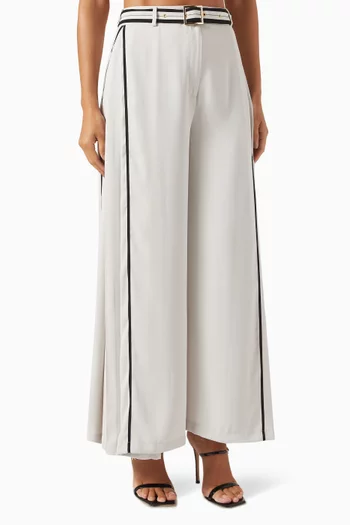 Thread Embroidered Wide-leg Pants