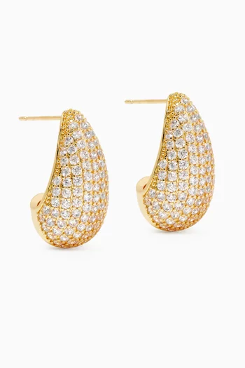 Gia Pavé Earrings in Gold-plated Brass