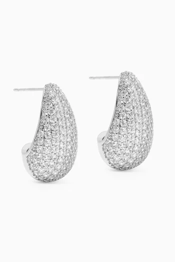 Gia Pavé Earrings in Silver-plated Brass