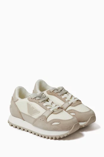 Eagle Logo Sneakers in Mesh & Suede