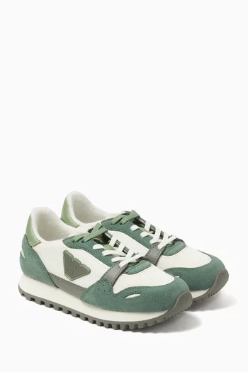 Eagle Logo Sneakers in Mesh & Suede