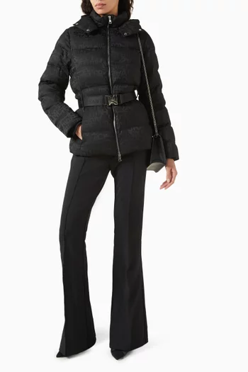 Short Down Jacket in Nylon Jacquard