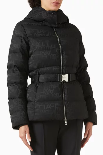 Short Down Jacket in Nylon Jacquard