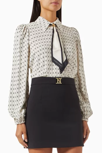 Diamond-print Cropped Blouse in Georgette
