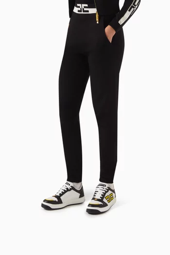 Embroidered Logo Sneakers in Leather
