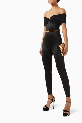 Off-shoulder Bustier Jumpsuit in Lycra