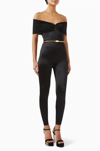 Off-shoulder Bustier Jumpsuit in Lycra