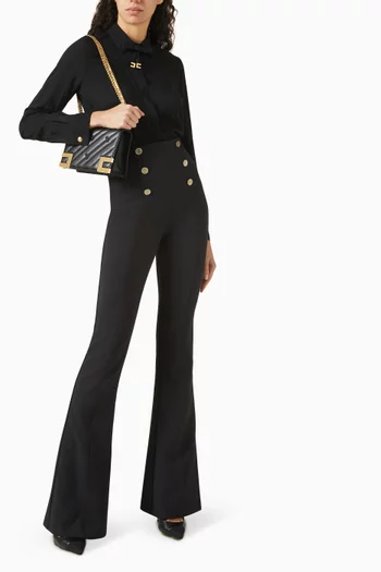 Bell-bottom Pants in Crêpe & Satin