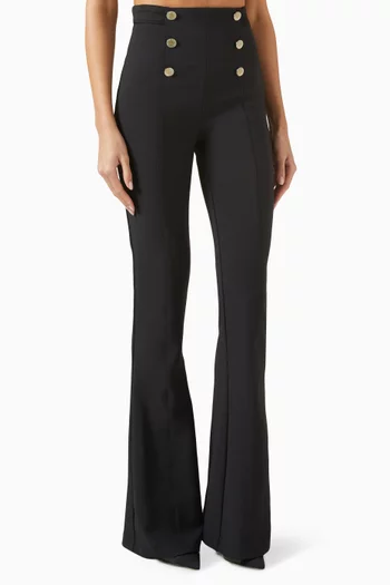 Bell-bottom Pants in Crêpe & Satin