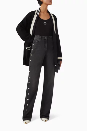 Buttoned Straight Jeans in Denim