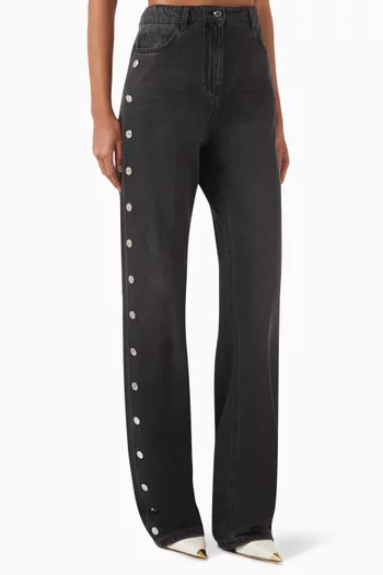 Buttoned Straight Jeans in Denim