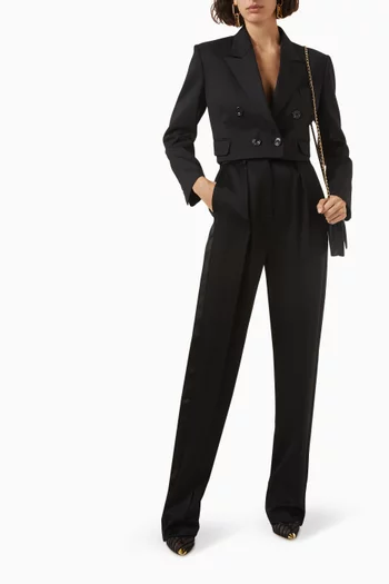 Cropped Double-breasted Jacket in Wool-blend