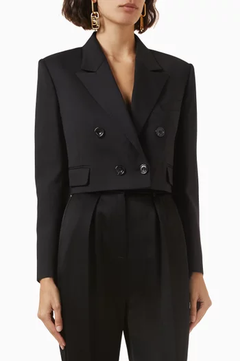 Cropped Double-breasted Jacket in Wool-blend