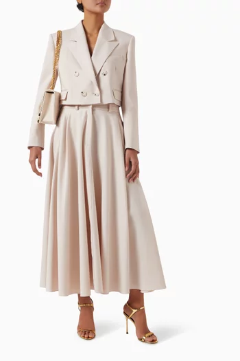 Cropped Double-breasted Jacket in Wool-blend