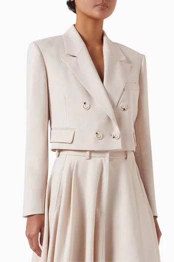 Cropped Double-breasted Jacket in Wool-blend