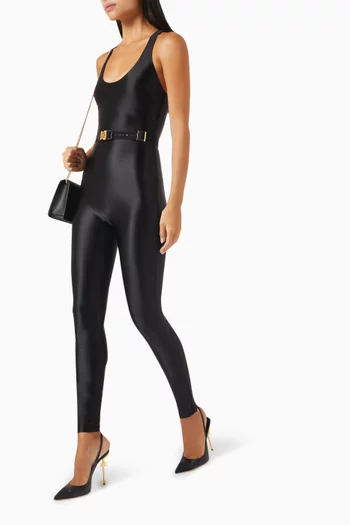 Logo Belt Jumpsuit in Lycra
