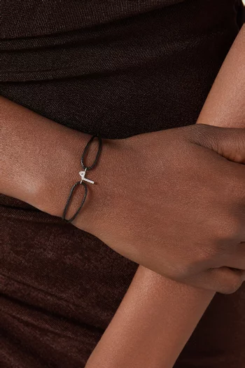 Diamond Arabic Initial Letter 'M' Thread Bracelet in 18kt White Gold