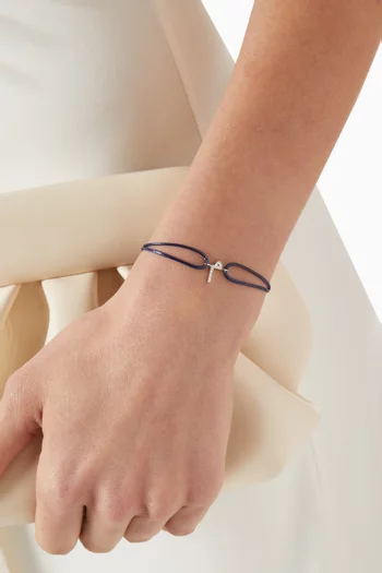 Diamond Arabic Initial Letter 'M' Thread Bracelet in 18kt White Gold