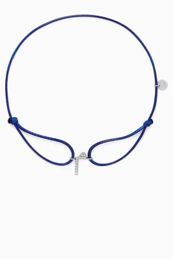 Diamond Arabic Initial Letter 'M' Thread Bracelet in 18kt White Gold