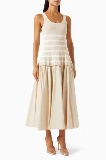 Silas Combo Midi Dress in Cotton-blend