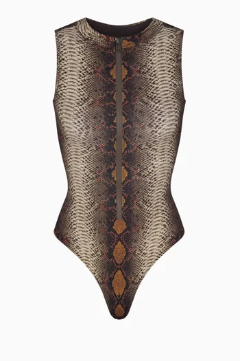 Zipped Sleeveless One-piece Swimsuit