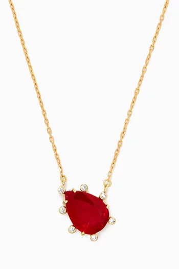 Pear-cut Ruby Diamond Necklace in 18kt Gold
