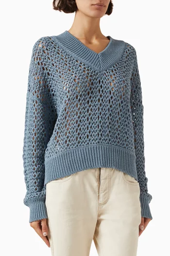 Open-knit Sweater in Cotton Blend