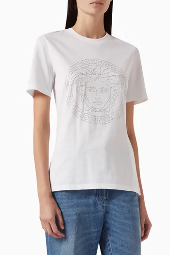 Medusa Crystal-embellished T-shirt in Jersey