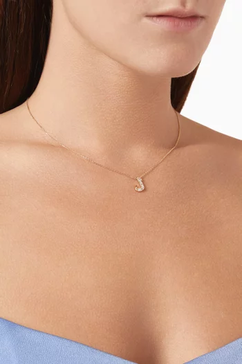 XS Oula Arabic Letter 'Lam' Diamond Pendant Necklace in 18kt Gold