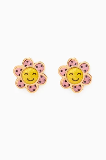 Smiley Flower Earrings in 18kt Yellow Gold