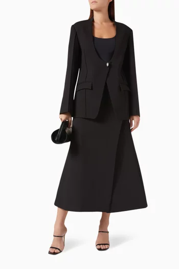 Aster Oval-neckline Blazer in Twill Suiting