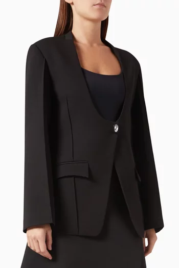 Aster Oval-neckline Blazer in Twill Suiting