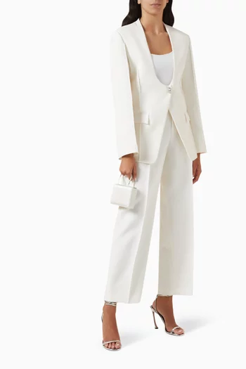 Aster Oval-neckline Blazer in Twill Suiting